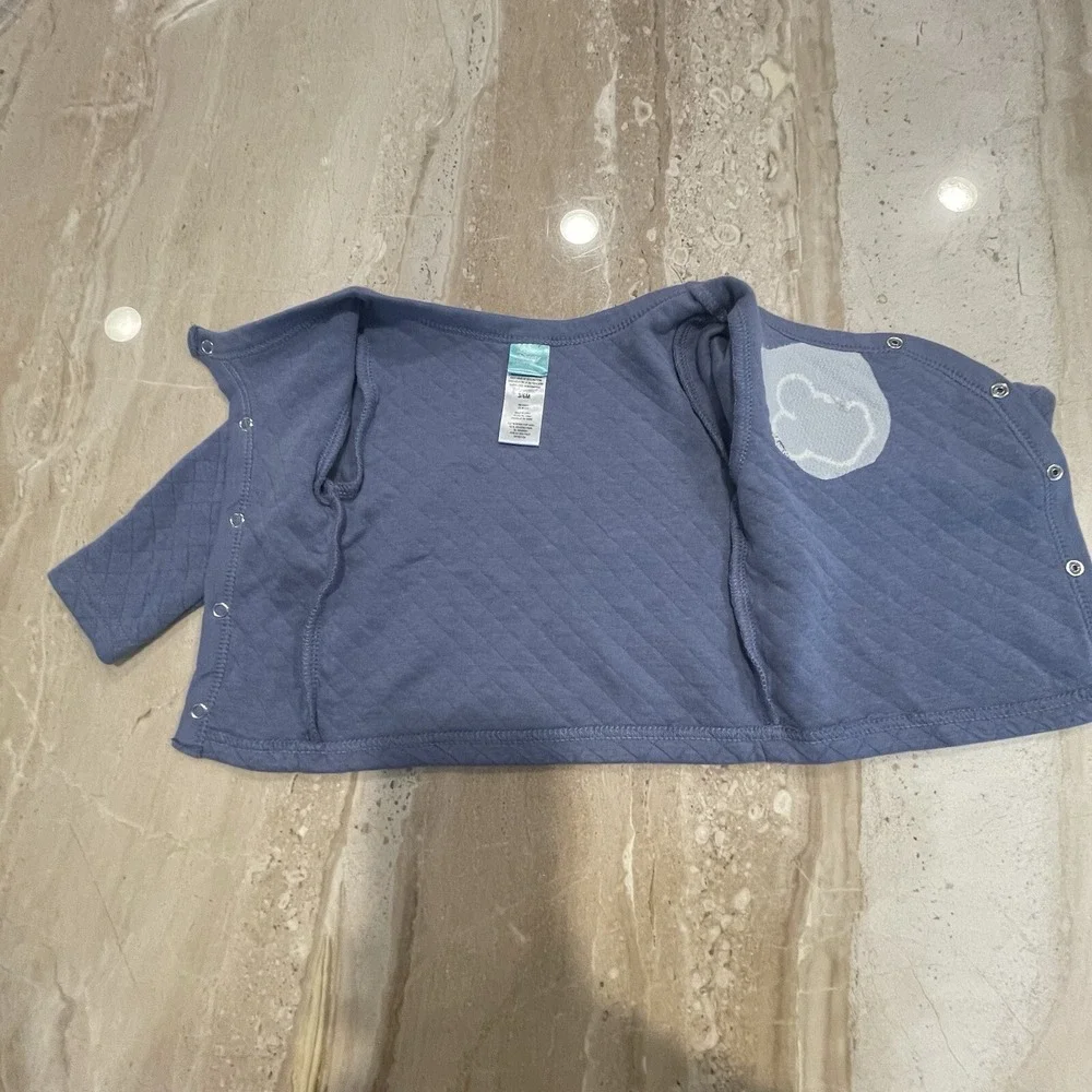 NWT‎ NEW Disney Baby Mickey Mouse SWEATER Blue Quilted Snap 3 - 6 mos Warm Soft